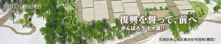 復興を誓って、前へ。がんばろう!! 七ヶ浜:花渕浜笹山地区高台住宅団地(模型)