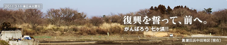 復興を誓って、前へ。がんばろう!! 七ヶ浜:菖蒲田浜中田地区(現在)